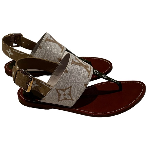 Louis Vuitton Monogram Giant Khaki and Green Sandals - Picture 4 of 6